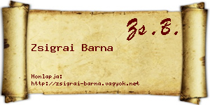 Zsigrai Barna névjegykártya